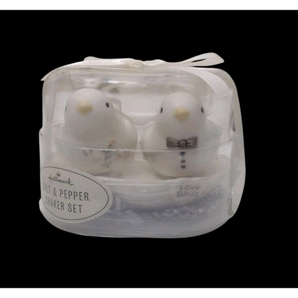 Hallmark Love Birds Porcelain Salt Pepper Shakers on Nest Wedding Shower Gift - Picture 2 of 4